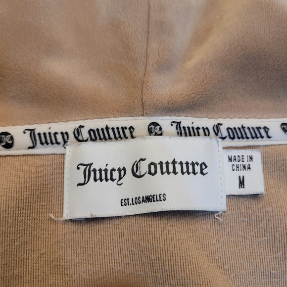 Juicy Couture Beige Velour Hoodie with Rhinestone Logo - Picture 4 of 6